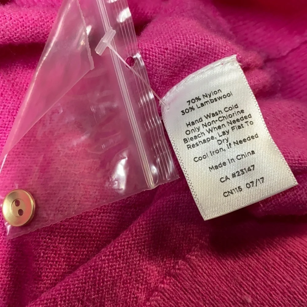 Talbots Lambswool Blend Flutter Cuff Pink Sweater
